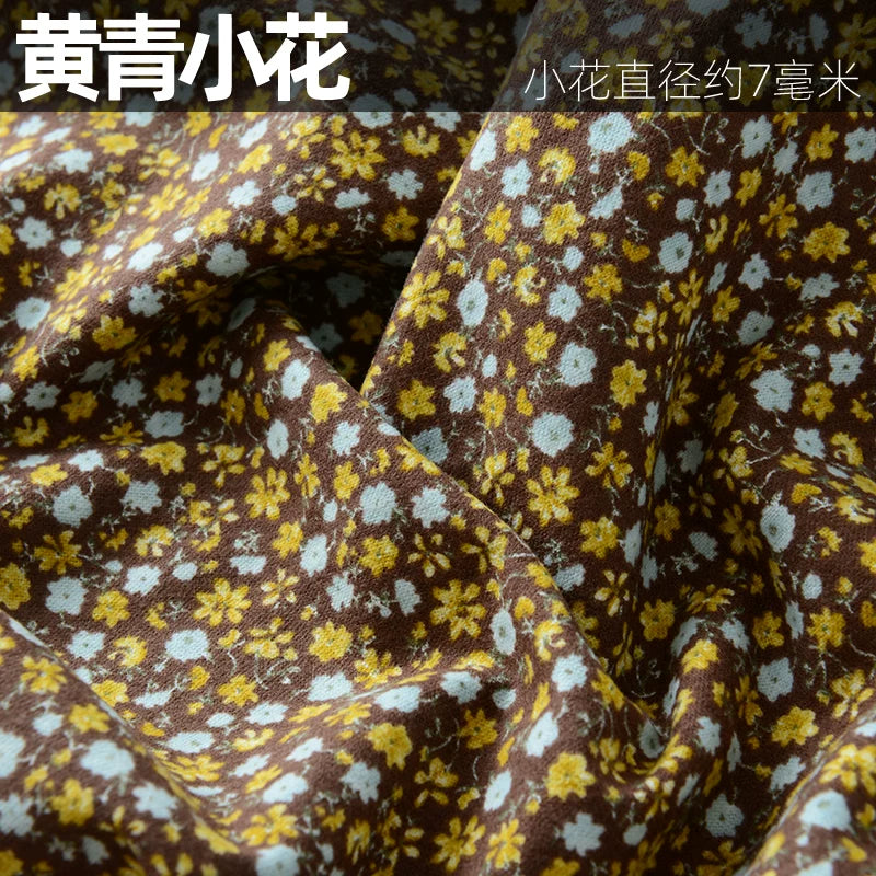 Brushed Cotton Flannel Fabric, Kids Prints, for Kids' Wear, Pajamas & DIY - Dark Gray Yellow Green Blossom
