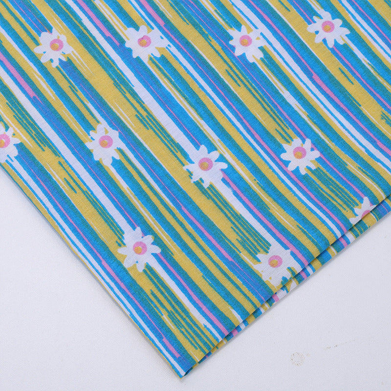 Striped Print Polyester Fabric, Horizontal-Bar Cloth for Bags & Linings - Blue