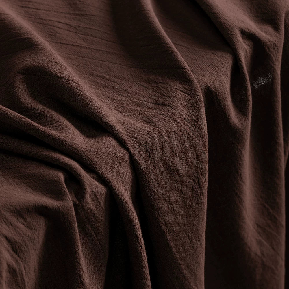 Washed Cotton Linen-Look Fabric, for Hanfu, 54 in Wide - Dark Coffee