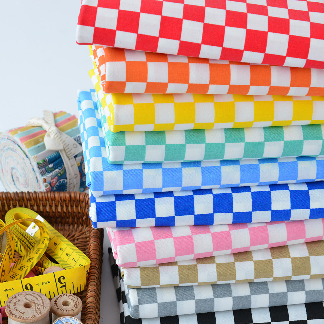 Plaid Cotton Fabric, Gingham Check Cloth for DIY & Bedding