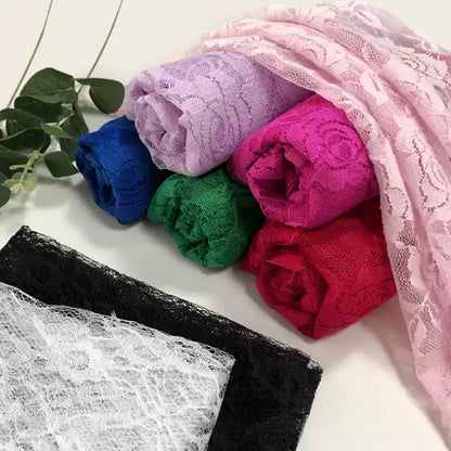 Rose Lace Fabric, Sheer Stretch Net for Weddings & Decor