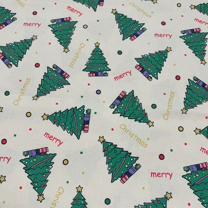 Christmas Print Cotton-Linen Fabric, Encrypted Woven Cloth for Decor & DIY - Christmas Tree