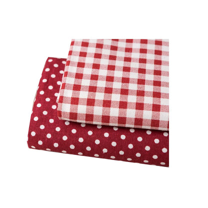 Japanese-Korean Style Cotton Gingham & Dot Fabric, Soft Cloth for Apparel & Decor