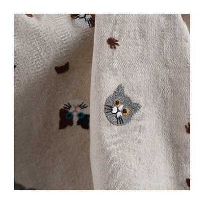 Cat 3D Embroidery Fabric, for Toys & Apparel, 49 in Wide