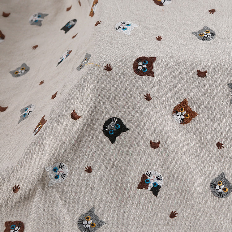 Cat 3D Embroidery Fabric, for Toys & Apparel, 49 in Wide