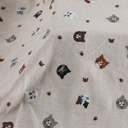 Cat 3D Embroidery Fabric, for Toys & Apparel, 49 in Wide