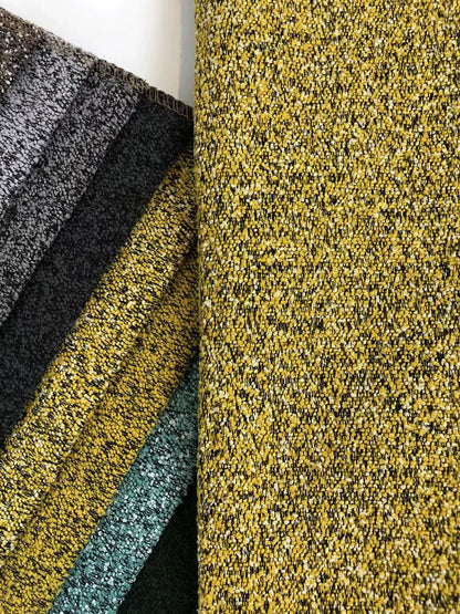 Boucle Loop-Yarn Polyester Fabric, Textured Solid Cloth for Upholstery & DIY - Bright Yellow