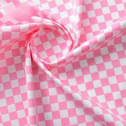 Plaid Cotton Fabric, Gingham Check Cloth for DIY & Bedding - Pink