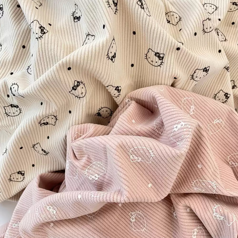 Printed Cotton Corduroy Fabric, for Dresses & Cushions
