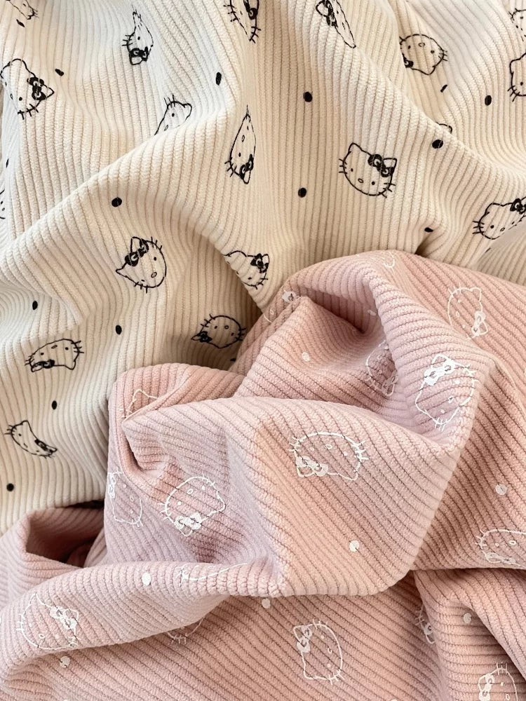 Printed Cotton Corduroy Fabric, for Dresses & Cushions