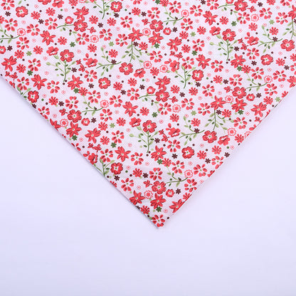 Polyester Small Floral Fabric, for Pouches & Linings - Red