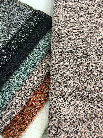 Boucle Loop-Yarn Polyester Fabric, Textured Solid Cloth for Upholstery & DIY - Pink