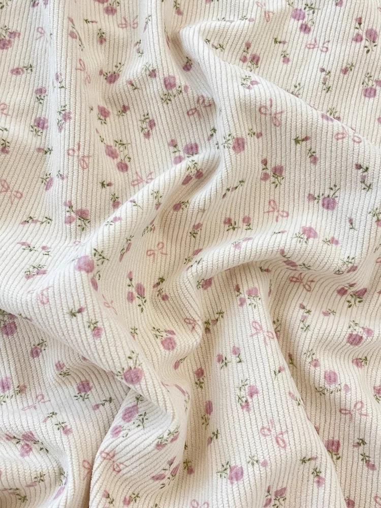 Printed Cotton Corduroy Fabric, for Dresses & Cushions