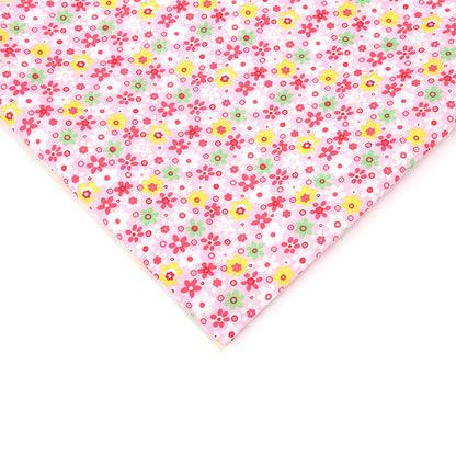 Floral Polyester Fabric, Simple Print Cloth for Shirts & Curtains - Pink