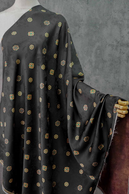 Floral Acetate Blend Fabric - Dress Apparel by the Yard - Black