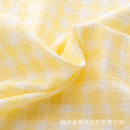 Double Gauze Fabric, Cotton Plaid & Dots (14 Prints) - Yellow Plaid