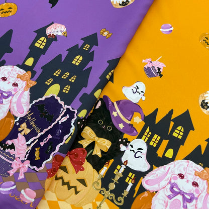 Halloween Lolita Print Fabric, Stretch Polyester for DIY Kids Costumes