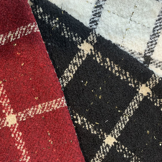 Plaid Tweed Fabric, 3 Colors for Dresses, Jackets & Decor