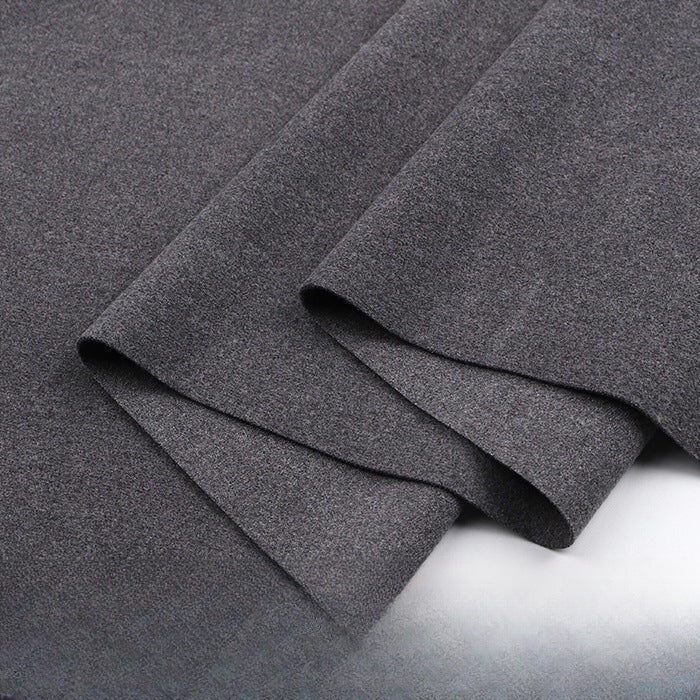 Double-Brushed Stretch Knit Fabric, Warm Cationic Polyester for Thermal Wear - Dark Grey