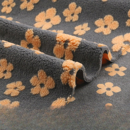 Printed Sherpa Fleece Fabric, Plush Warm Knit for Toys & Outerwear - Small Yellow Flower