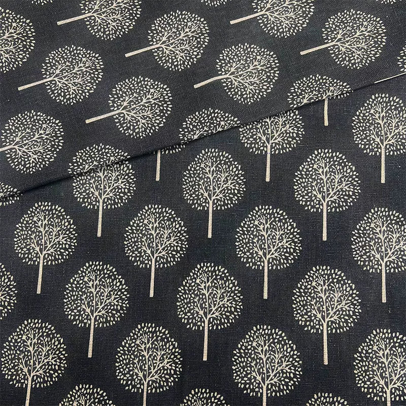 Vintage Floral Cotton Linen Fabric for Tablecloths & Sofa Covers - Grey Forest