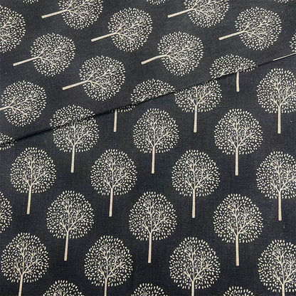 Vintage Floral Cotton Linen Fabric for Tablecloths & Sofa Covers - Grey Forest