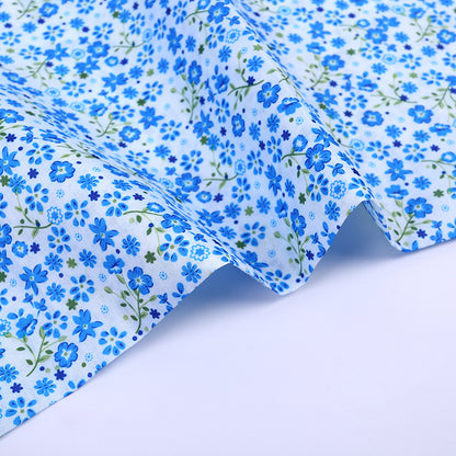 Polyester Small Floral Fabric, for Pouches & Linings - Blue