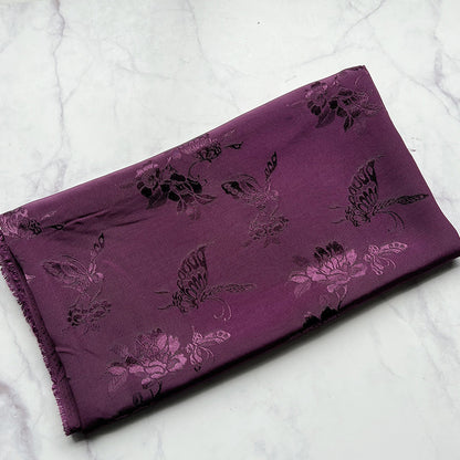 Rayon Jacquard Fabric, Butterfly & Flower Hanfu Cloth - Purple