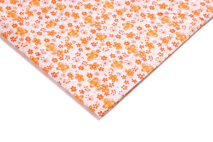 Polyester Butterfly Floral Fabric, for Bags & Picnic Crafts - Orange