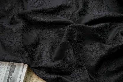 Embossed Jacquard Fabric - Vintage Style Dress & Jacket by the Yard - Black