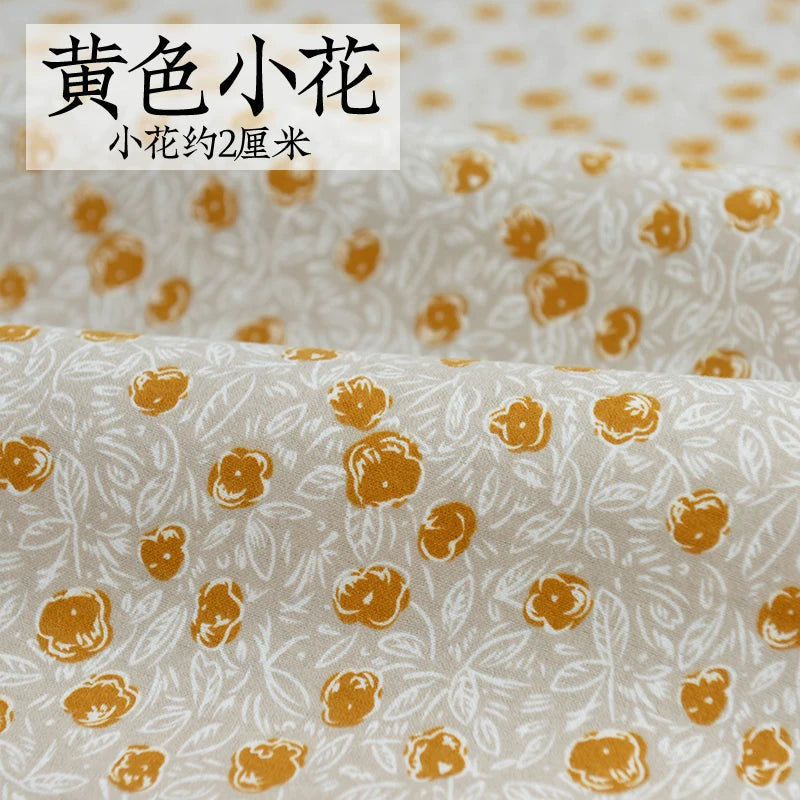 Brushed Cotton Flannel Fabric, Kids Prints, for Kids' Wear, Pajamas & DIY - Turmeric Yellow Blossom