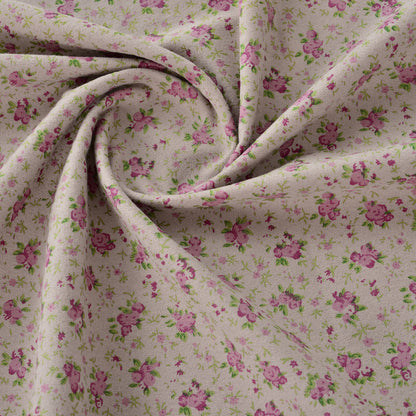 Floral Brushed Cotton Fabric - Dress & Home Decor by the Yard - Bean Paste Rose Pink Floral
