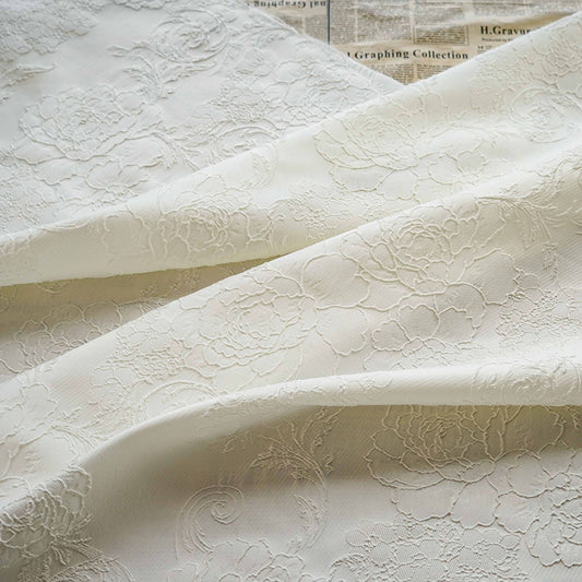 Embossed Floral Jacquard Fabric By The Yard | 1 Color, 56" Wide for Gowns & Dresses