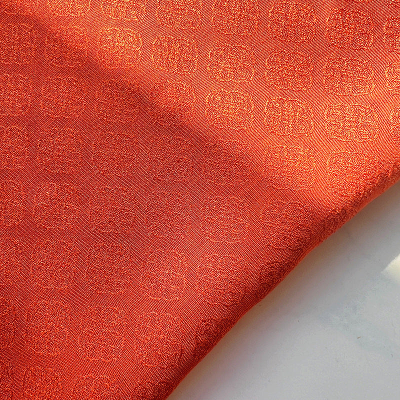 Rayon Jacquard Fabric, Persimmon Calyx Motif for Qipao, Lining & Craft