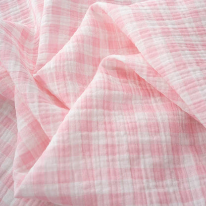 Cotton Double Gauze Fabric, for Baby Layering Pieces - Pink Check