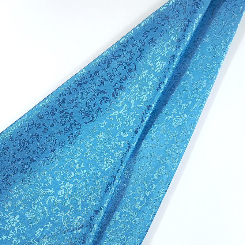 All-Over Dragon Satin Fabric By The Yard | 17 Colors, 47" Wide for Hanfu & Home Decor - Lake Blue