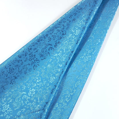 All-Over Dragon Satin Fabric By The Yard | 17 Colors, 47" Wide for Hanfu & Home Decor - Lake Blue