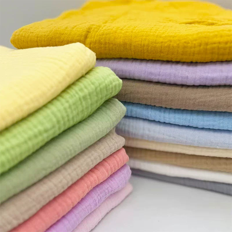 Double-Layer Cotton Gauze Fabric, Soft Crinkle Woven for Loungewear