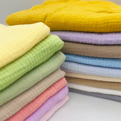 Double-Layer Cotton Gauze Fabric, Soft Crinkle Woven for Loungewear