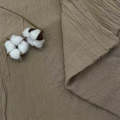 Double-Layer Cotton Gauze Fabric, Soft Crinkle Woven for Loungewear - Camel 18#