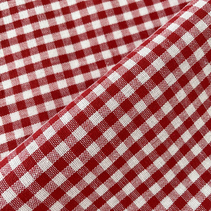 Cotton Gingham Check Fabric, for Shirts & Cushions - Small Red Check