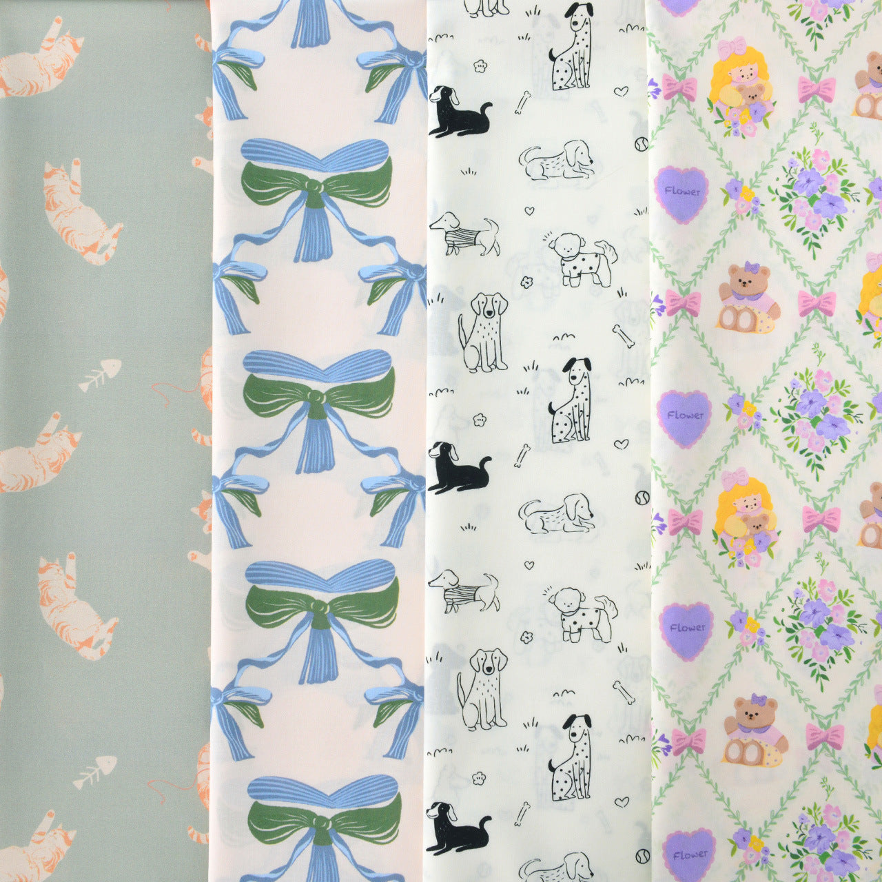 Vintage Floral Cotton Fabric, 60s Print Cloth for Kids Dresses & Dolls