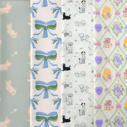 Vintage Floral Cotton Fabric, 60s Print Cloth for Kids Dresses & Dolls