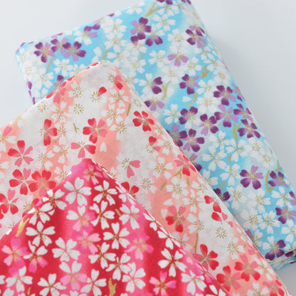 Cherry Blossom Gold Foil Cotton Fabric - Craft Apparel by the Yard