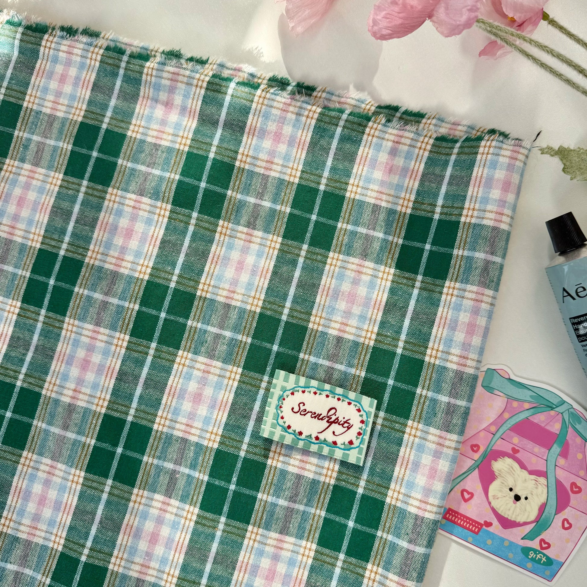 Yarn-Dyed Cotton Plaid Fabric, Korean Style, for Garments, Bags & Scrunchies - Green