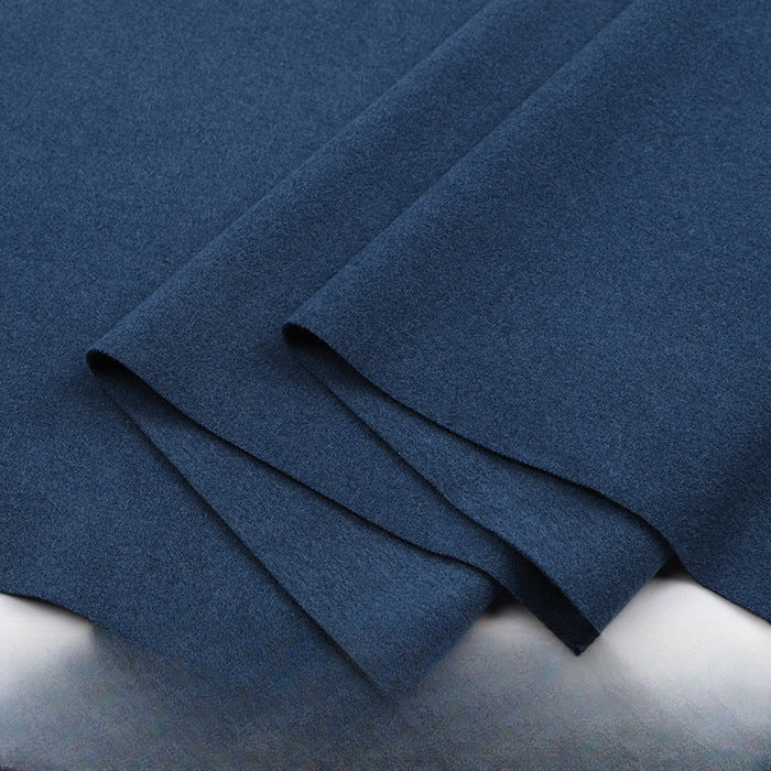 Double-Brushed Stretch Knit Fabric, Warm Cationic Polyester for Thermal Wear - Dark Blue
