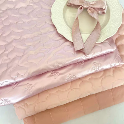 Quilted Padded Fabric, Heart & Bow for Apparel, 51 in Wide