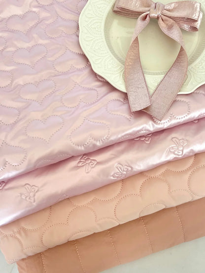 Quilted Padded Fabric, Heart & Bow for Apparel, 51 in Wide
