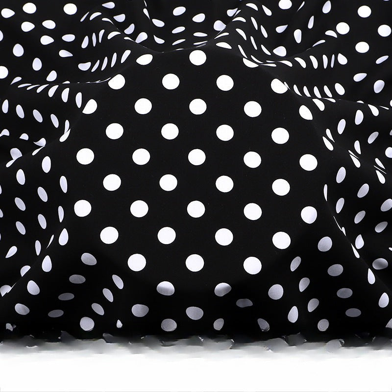 Rayon Polka Dot Fabric, Soft Challis Cloth for Dresses & Sleepwear - Black White Dot