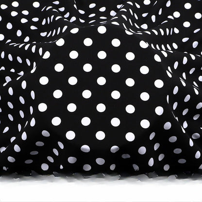 Rayon Polka Dot Fabric, Soft Challis Cloth for Dresses & Sleepwear - Black White Dot